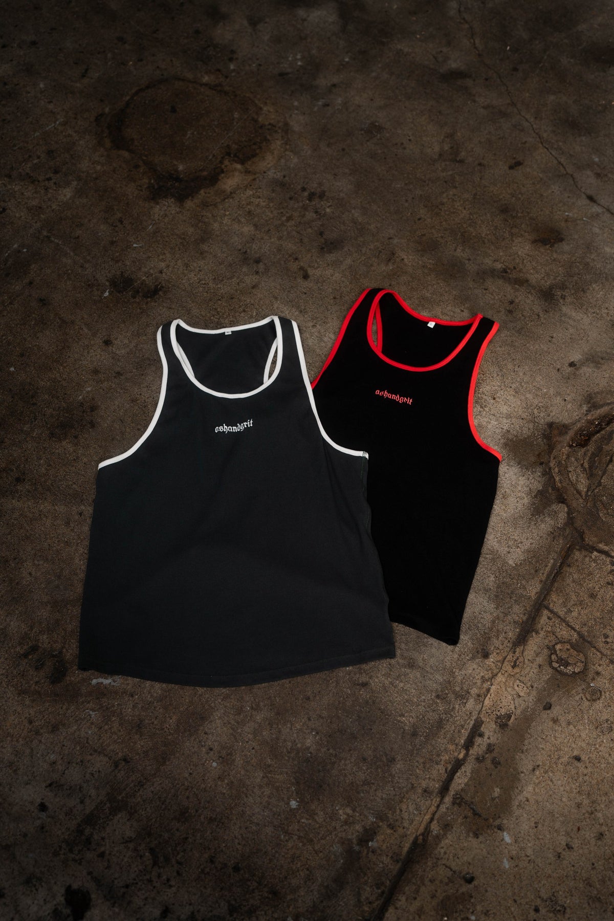 Essential Piped Stringer in Slate Green and Scarlet Red, flat lay