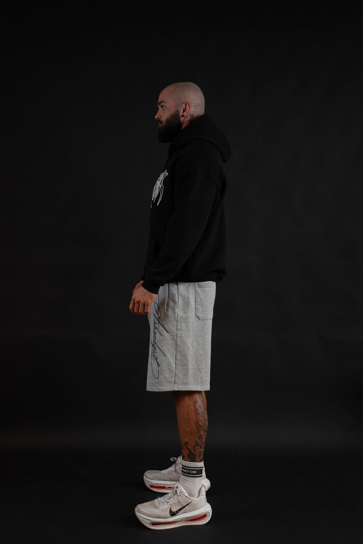 Hollow Hoodie side view on a male model